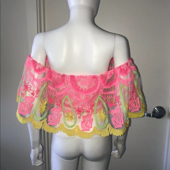 Jen’s Pirate Booty *Acid Pixie* off shoulder festival crop top XS RARE - Picture 4 of 6